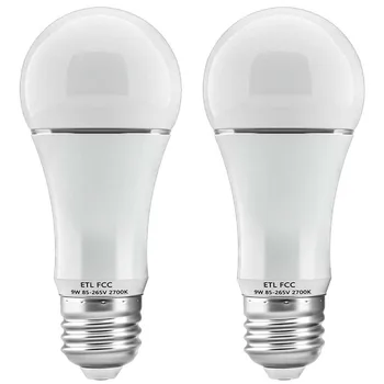 

2X 9W Dusk to Dawn LED Light Sensor Bulbs Auto On/Off E26 E27 smart Bulb F Porch Patio Garage gardon 110v 100v 220v warm light