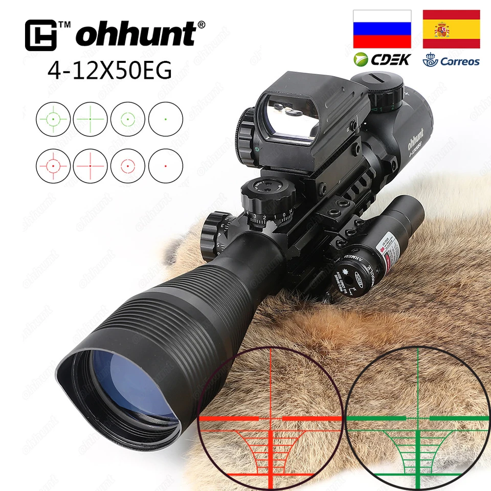 ohhunt 4-12X50EG ライフルスコープ 照準器 ドットサイト 3in1