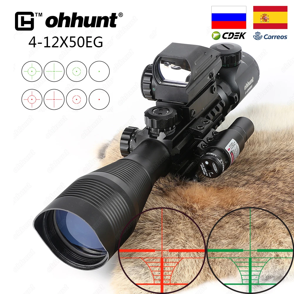 Ohhunt 4 12X50 прицел с подсветкой дальномер голографический для винтовки сетки 11 мм и