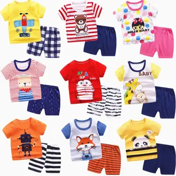 

baby summer t shirt+shorts 2pcs/set 0-6T kids 100%cotton short sleeve shirt new baby cartoon cute clothes infant costuming shirt