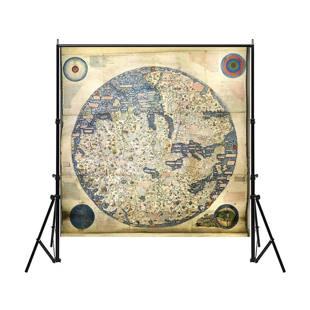 

Medieval Asia and Europe Map 150x150cm Vintage Non-woven Waterproof Decorative Map