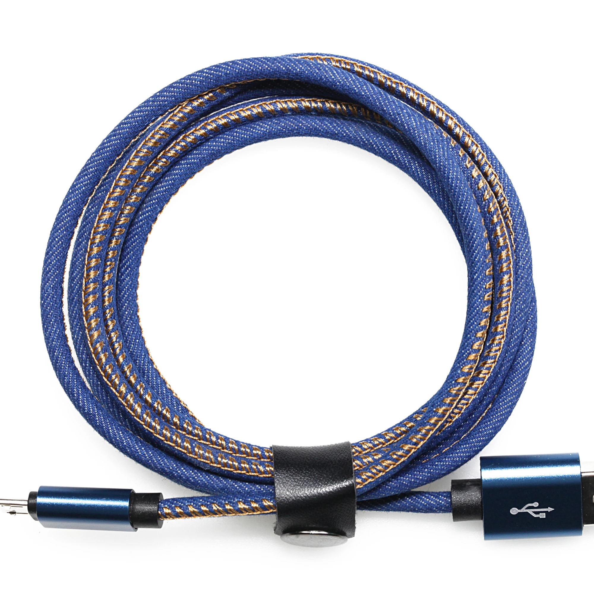 Textile Jean Cloth USB C Micro Port Cable type c USB port 1.5m stright length blue colorway
