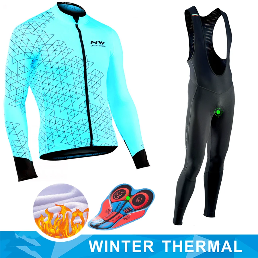 

2019 New team Pro Men Cycling Jersey Winter Thermal Fleece Road Bike Clothing Set Sportswear MTB Bicycle bib/pants Suit Rpo NW