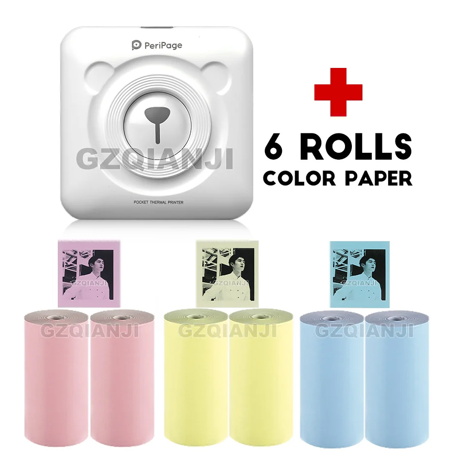 WH-6-ROLLS Color 203 точек/дюйм A6 портативный термальный Bluetooth принтер 58 мм мини беспроводной POS Термальный фотопринтер для Android IOS мобильный телефон - Цвет: WH-6-ROLLS Color