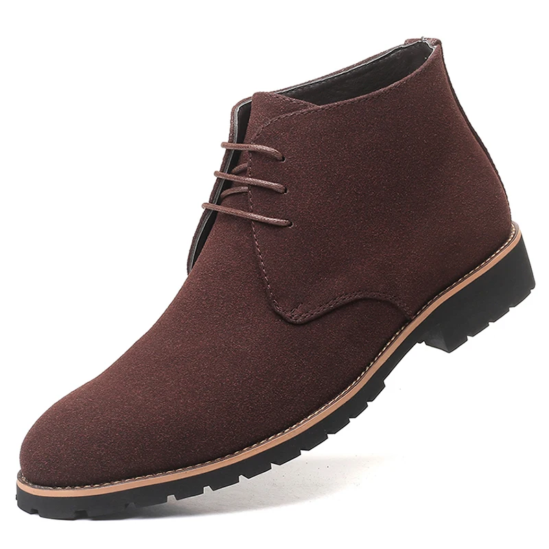 Suede Leather Boots Men Winter Casual Shoes Autumn Business Ankle Boots Plus Size Fashion Lace-Up Male Botas Hombre