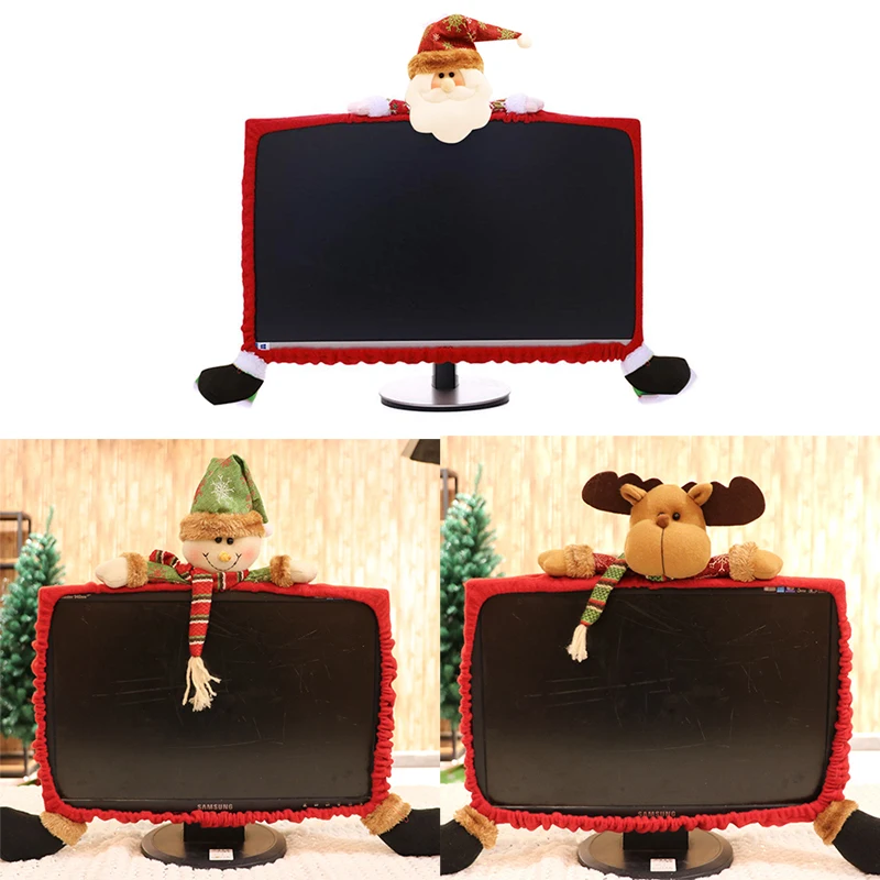 

Screen Cover Monitor Cover Cloth Snowman Computer Cover Christmas Kitchen Home Beautiful Desk Decoration Party Cartoon Ornament
