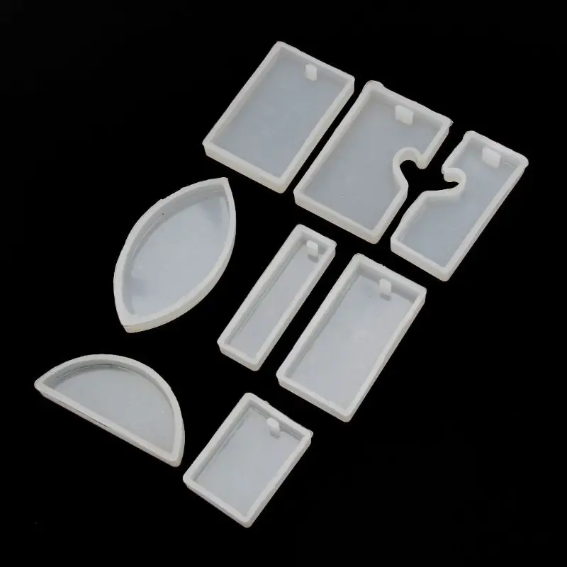 

8Pcs Square Puzzle Heart Half Round Pendant Resin Silicone Molds Jewelry Tools