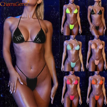 

2pcs Womens Summer Bikini Set Swimwear solid Push-Up Padded Bathing Brazilian Beachwear Biquini Swimsuit Thong Beach suits 2020