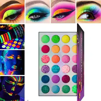 

24 Colors Waterproof Glow Eyeshadow Palette Luminous Fluorescent Eyeshadow In The Dark For Festivals/Party/Halloween/Christmas