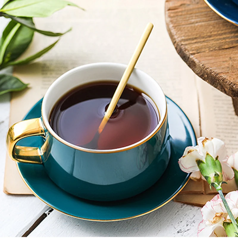 Скандинавский стиль Золотой обод чашки для кофе керамические чашки путешествия чашка с лотком фарфор для питья сока чай чашка для кофе и молока пары подарки