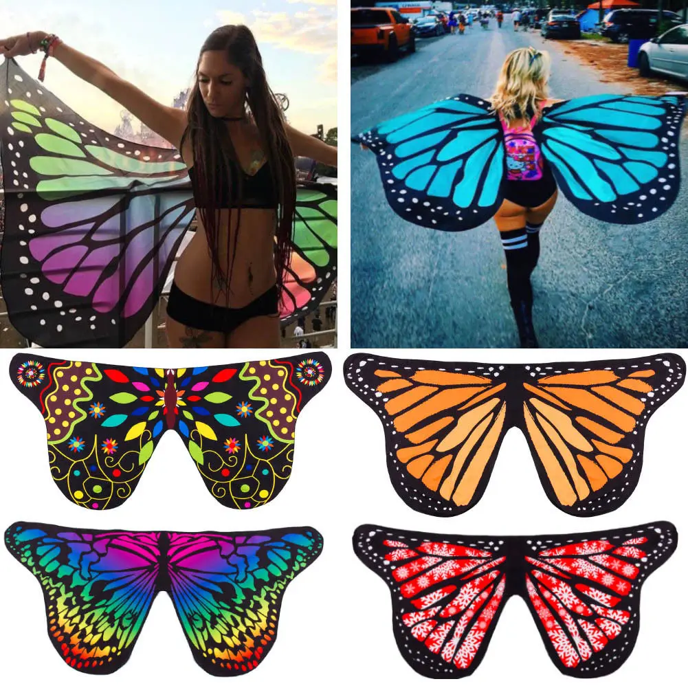 Популярная вращающаяся шаль-бабочка, украшенная бабочкой, шифоновая, с принтом, для танца живота, с крыльями бабочки, 13 стилей, без палочек