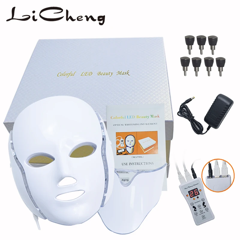 Licheng, 7 цветов, светодиодный, маска для лица, с вырезом, для лица, для красоты, для удаления морщин, акне, для омоложения кожи, для салонов, для домашнего использования