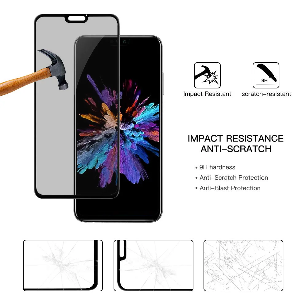 9D полное покрытие закаленное стекло для HuaWei Honor 8X8 S 9i 9X 10i 9 10 lite 20 Pro View 10 20 анти-шпионская защитная пленка