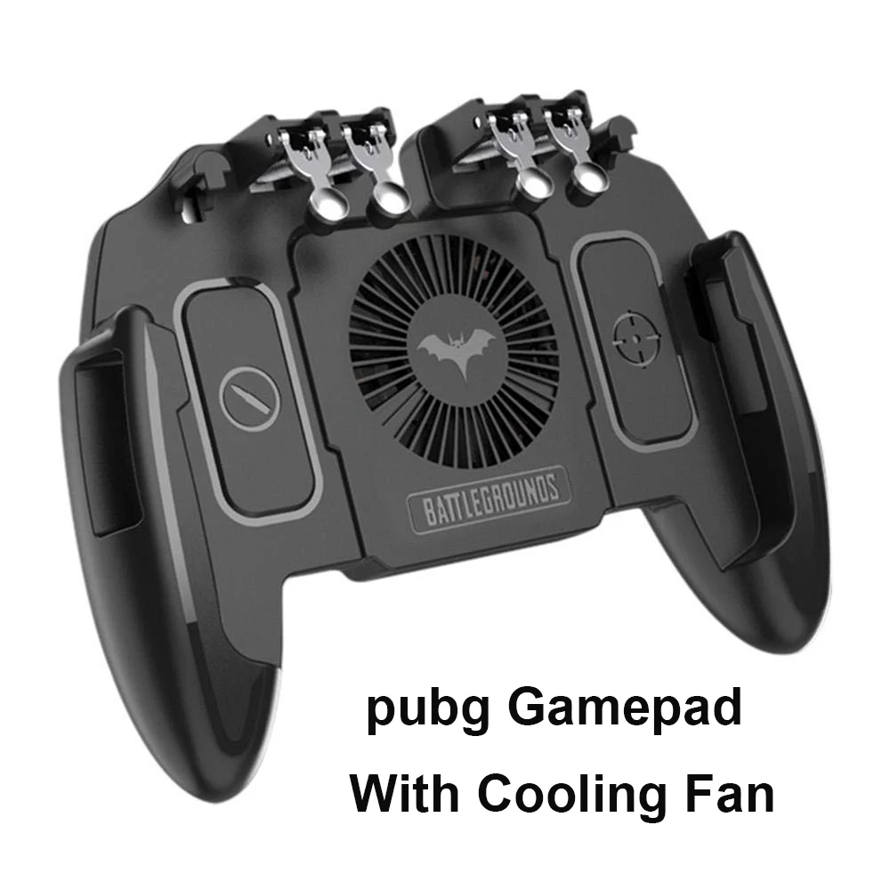 PUBG Mobile Joystick Controller Turnover Button Gamepad for PUBG iOS Android Six 6 Finger Operating Gamepad With Cooling Fan - Цвет: with Cooling fan