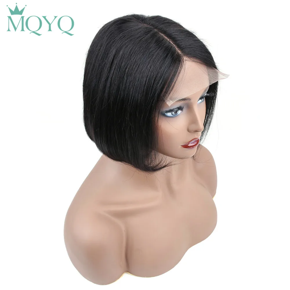 

MQYQ 4*4 Lace closure Human Hair bob Wigs For Black Woman Middle Part Lace closure Wigs Brazilian Straight Non Remy Hair