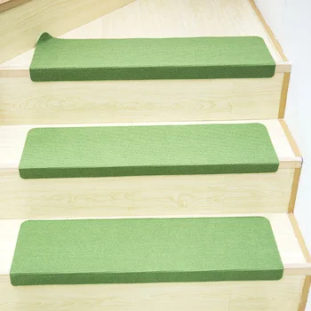 

3PCS/Set Treads PVC Backed Non Slip Washable Home Grip Reusable Stair Mats Adhesive Anti Bacterial Sound Insulation Free Cutting