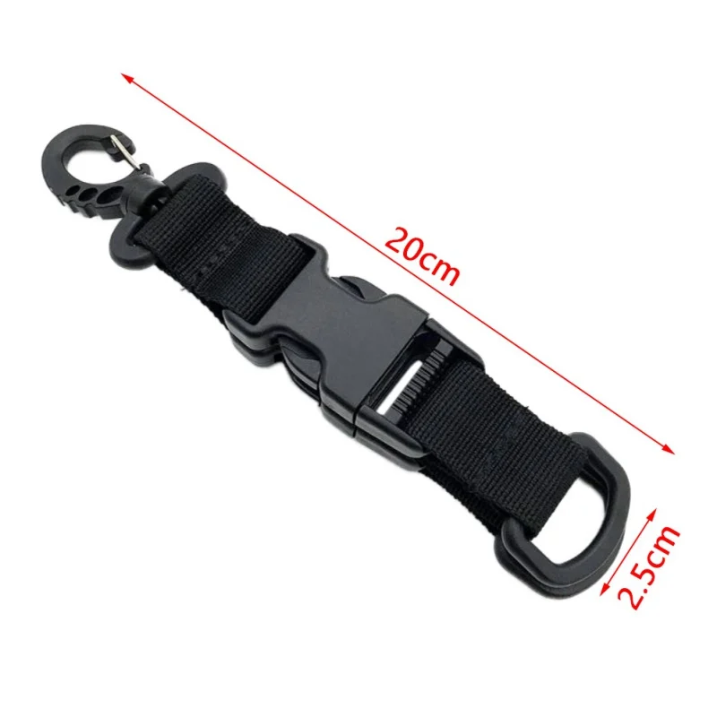 

Climbing Hiking Accessories D-type Pocket Rotational Quickdraws with Nylon Belt Multifunction Tactical Buckle Plastic Carabiner