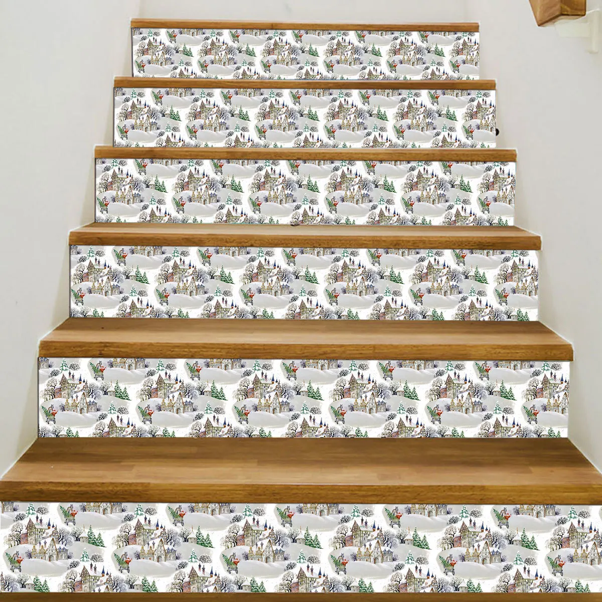 

LT236 Snowfield Christmas Tree Creative Stairs Stickers Cool Home DIY Wall Stickers Stairs Decoration Wall Stickers