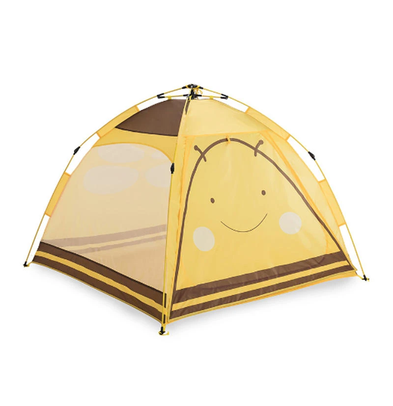 Zenph Children Camping Tent Outdoor Indoor Dual-use Automatic Speed Open Tents Automatic Hiking Beach Tents Barraca - Color: Yellow