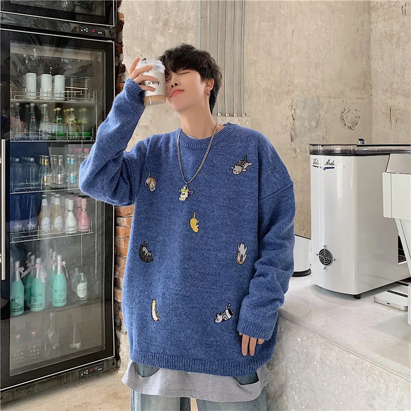 Men's sweater autumn and winter new solid color wild pullover shirt bottoming sweater young people fashion men's clothing