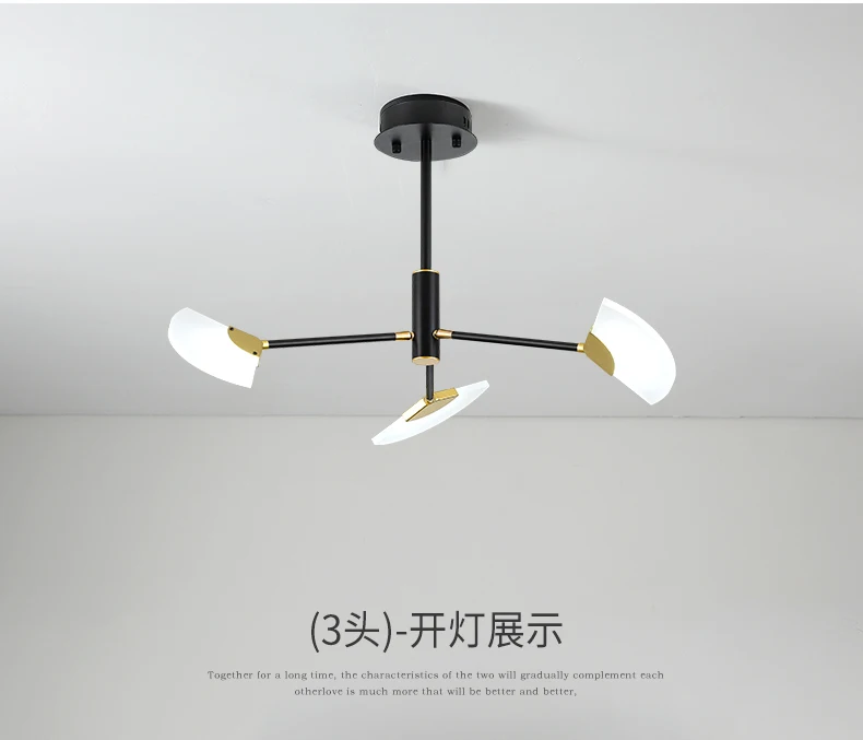 3 Lights Скандинавские минималистичные креативные кованые акриловые люстры в форме вентилятора для гостиной, столовой, спальни, кабинета, глянцевое освещение - Цвет абажура: 3 Lights