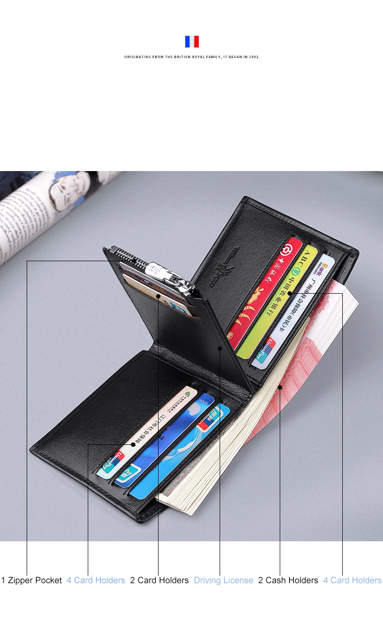 Williampolo Men's Slim Wallet Genuine Leather Mini Purse Casual Design Triple fold Wallet Brand Short Slim New Wallet