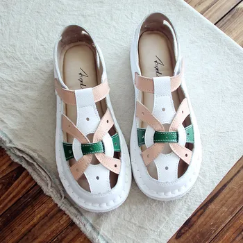 

Leather sandals summer new literary retro women's shoes original handmade Harajuku breathable Korean version of sandals women