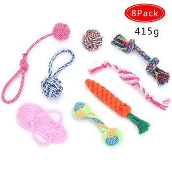 

Cotton Rope Chewing Molars Dog Rope Ball Chew Toys Teeth Cleaning Pet Toy 8pcs/Set