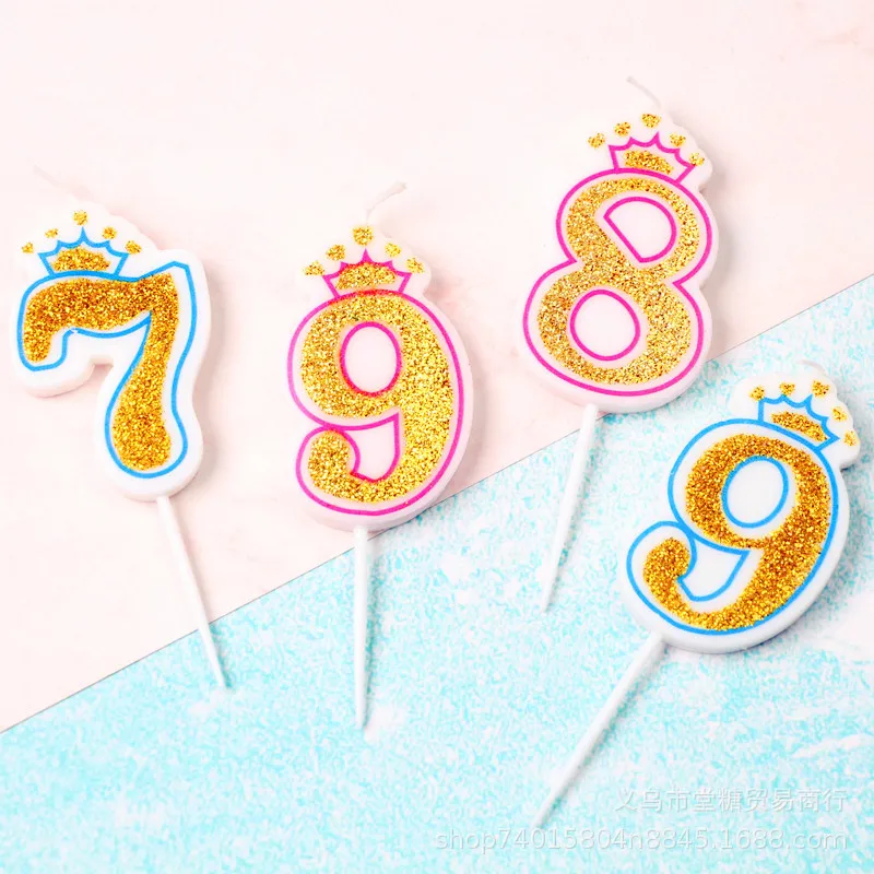 Creative Gold Pink/Blue Birthday Number Candles 0-9 for Kids Adult Girls Boys Birthday Party Candles Supplies Cake Decorations