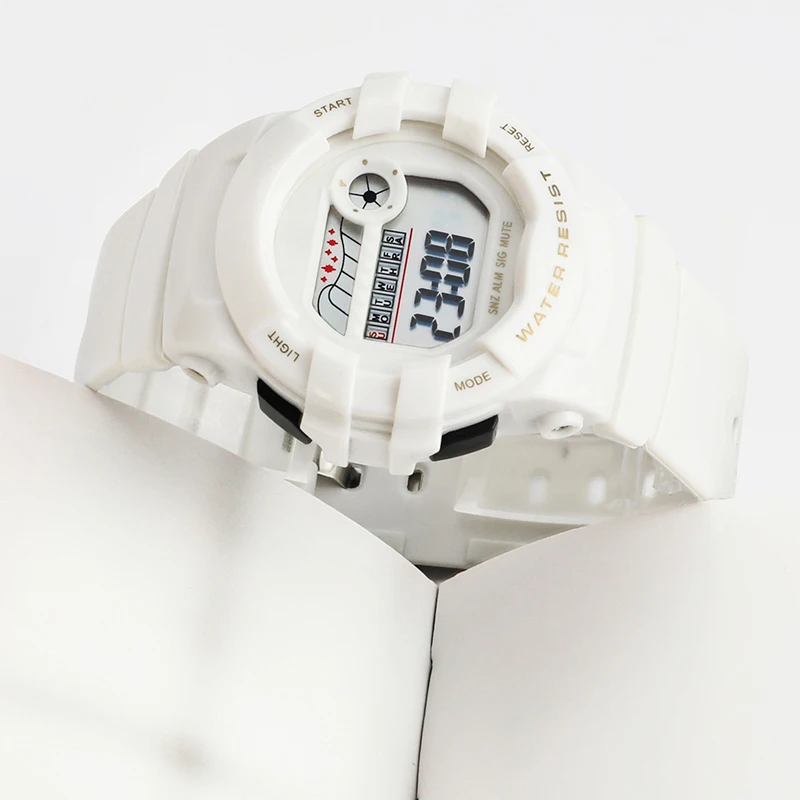Детские часы белые спортивные часы для девочек Секундомер Будильник Chrono часы электронные часы для мальчика водонепроницаемые спортивные цифровые часы