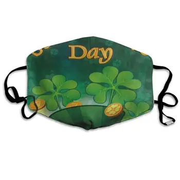 

Patrick Day Shamrock Clover Vintage Dust Mouth Mask Reusable Anti-Dust Face Mask Adjustable Earloop Skin Protection