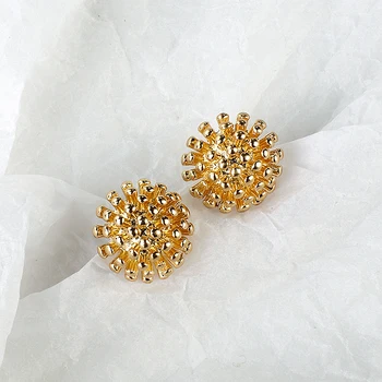 

AENSOA 2020 Fashion Korean Metal Gold Color Stud Earrings For Women Simple Geometric Sweet Round Small Earrings Party Jewelry