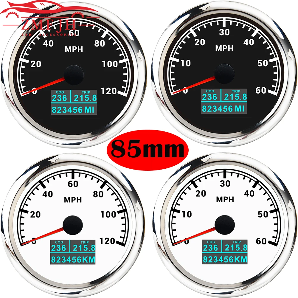 New 85mm GPS Speedometer 3 In 1 Waterproof LCD Display COG Trip Odometer 60MPH/120MPH Speed Gauge For Car Boat Marine - Цена: 3 894,53 руб.