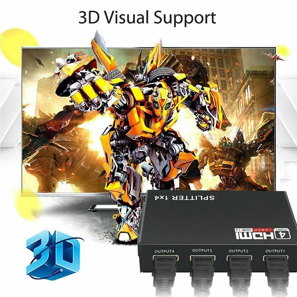 Full HD HDMI Сплиттер 4 порта концентратор ретранслятор усилитель v1.4 1080p 1 в 4 Выход надежно распределить HDMI