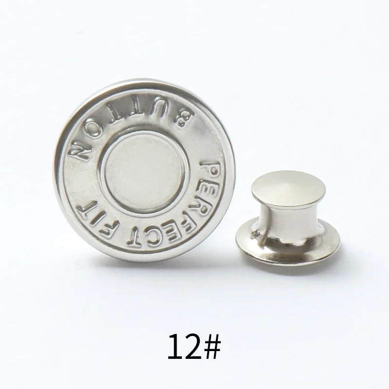 Bottone Rotondo Per Jeans Bombato Decorato Scritte In Metallo Art