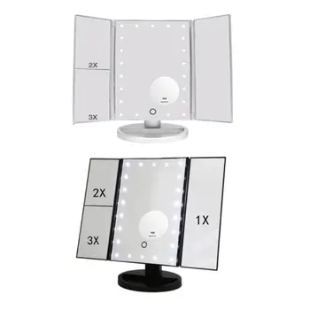 

Trifold Makeup Mirror with 22 LED Lights touch sensor screen dimming and 10x Magnification Spot Mirror