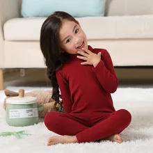 Зимнее стильное детское термобелье, однотонное плотное мужское и женское нижнее белье с воротником-стойкой, длинное нижнее белье