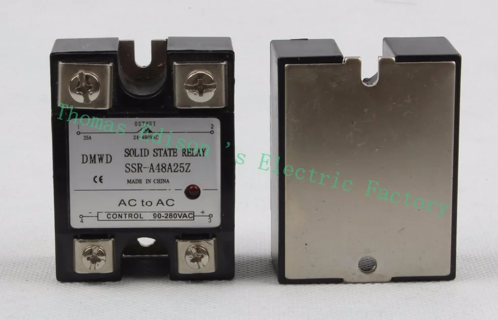 DMWD красный световой индикатор твердотельное реле SSR-25AA 25A 90-280 В переменного тока до 24-480 В переменного тока SSR 25AA твердотельное реле SSR-A48A25Z