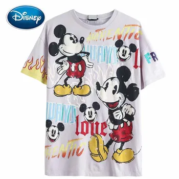 

Disney Chic Fashion Colorful Mickey Mouse Letter Cartoon Print Casual Women T-Shirt O-Neck Pullover Short Sleeve Cotton Tee Tops