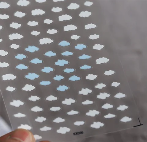 Colorful Clouds & White Clouds Pattern High Quality 5D Engraved Nail Stickers Nail Art Decorations Nail Decals Design