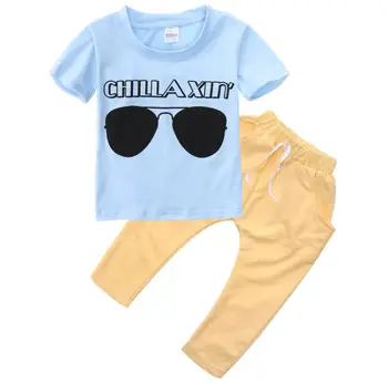

Toddler Baby Kids Boys Clothing T-shirt Top + Long Pants Outfits Summer Clothes Set 0-6 Y