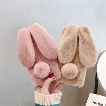 

For apple plush Furry fluffy cute Phone Case for iPhone7 11 XS Max XR X Pro Max Rabbit Ears Cover for iPhone 6 6S 8 Plus
