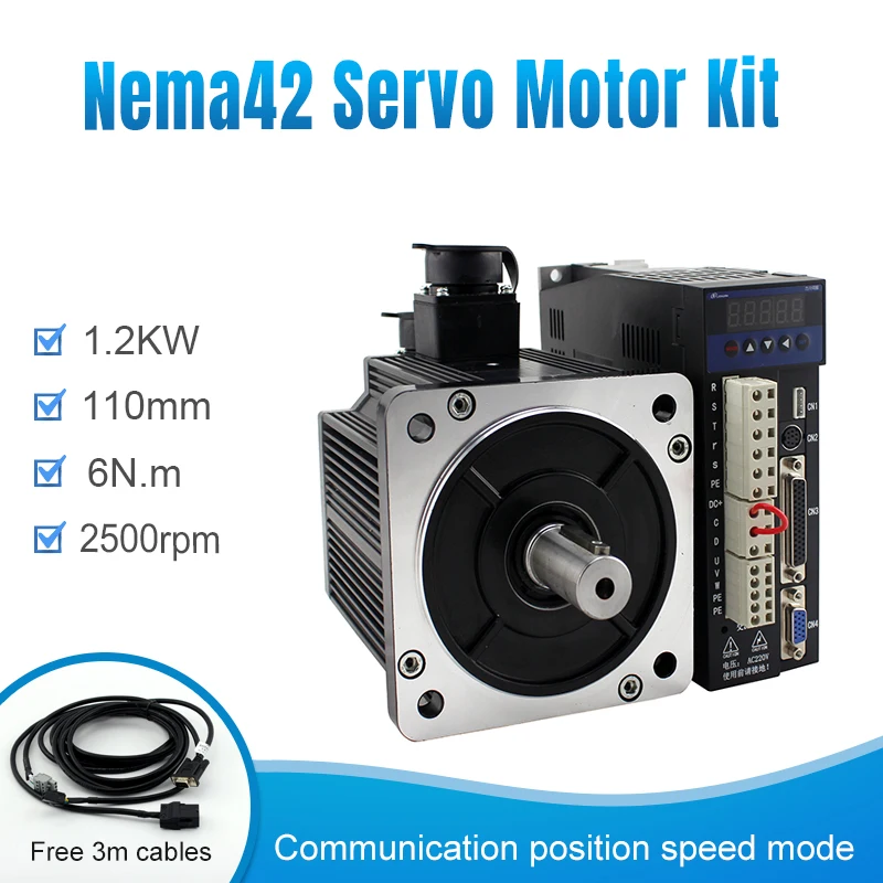 1.2KW 110ST M6020 + B2 AC Серводвигатель 2500 об/мин 6N.M. 1200 Вт 220В 3 фазный/однофазный привод