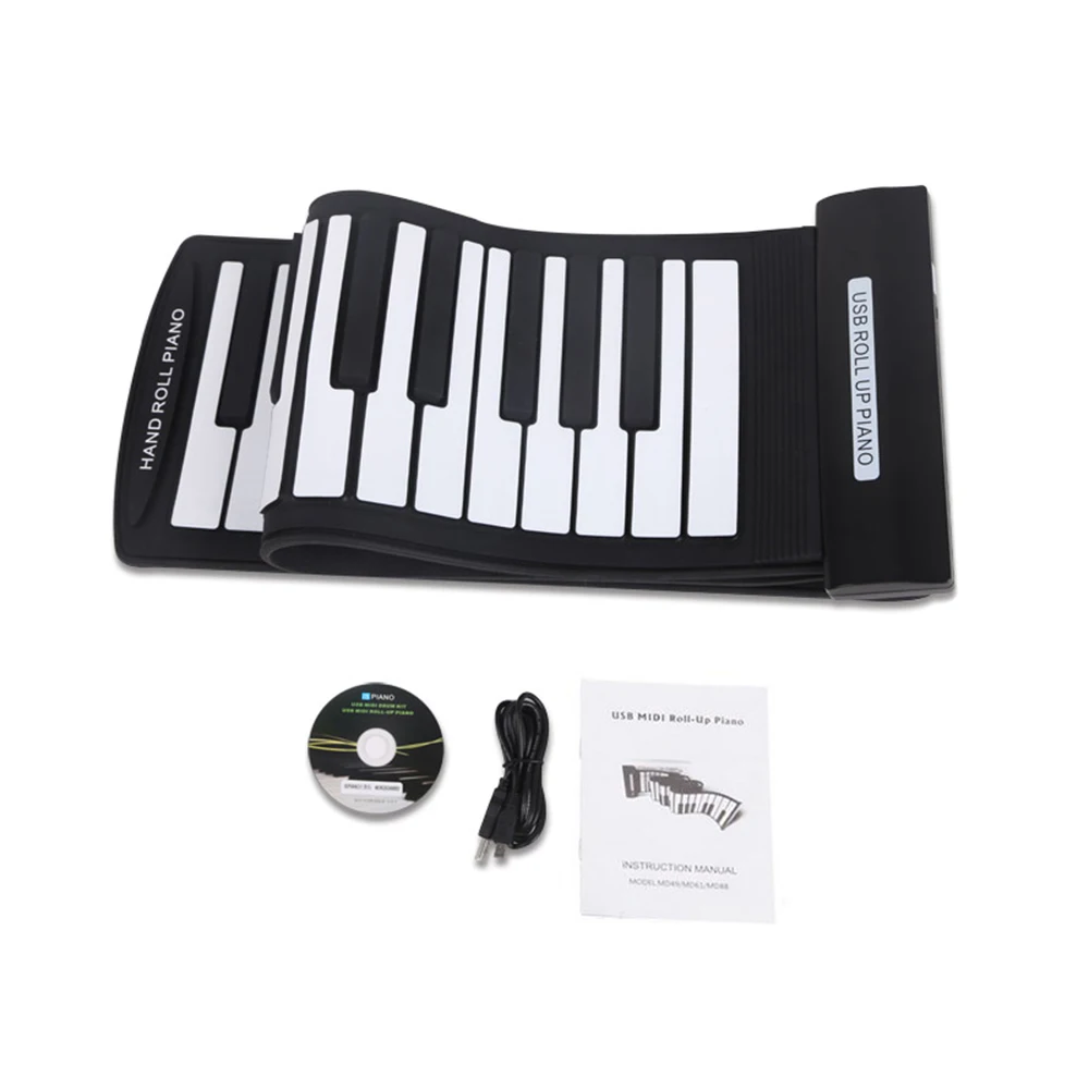 

Beginner Portable 61 Keys Flexible Roll-Up Piano USB MIDI Electronic Keyboard Hand Roll Piano