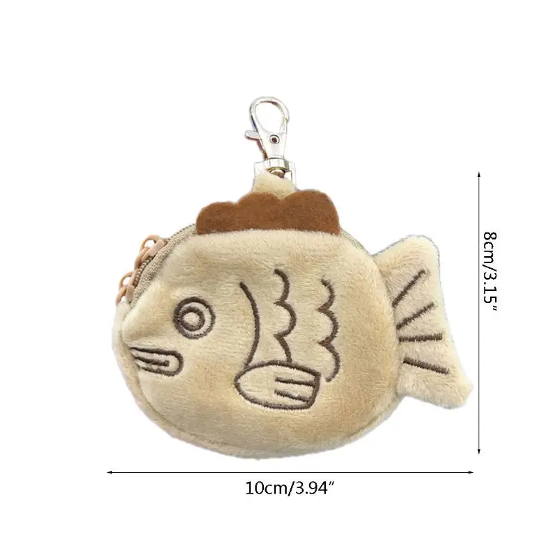 Мягкий ручной работы из фетра на Молнии Милый Snapper-shaped кошелек для монет Забавный дизайн вышитые девушки мини мешок для денег брелок
