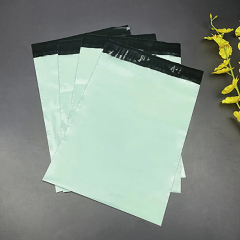 20Pcs Poly Mailers Light Green Courier Storage Bag Waterproof Plastic Envelopes Postal Shipping Mailing Bag for Clothes/Gift