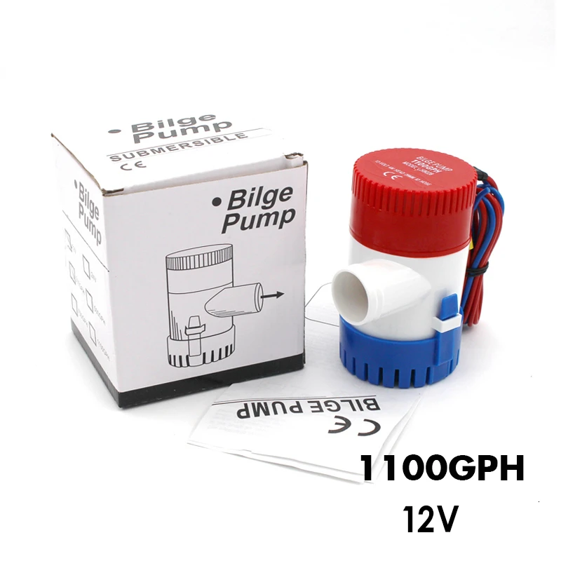 1100GPH 12V Трюмный насос 350 500 750 1100GPH DC 12 В 24 В Электрический водяной насос с высоким потоком погружной гидросамолет моторный дом плавучие лодки - Напряжение: 1100GPH 12V