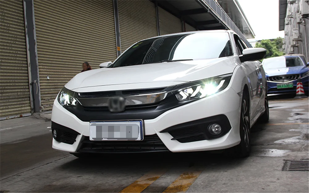 Пара для Honda Civic головной светильник s- Civic светодиодный головной фонарь все светодиодный светильник источник дневные ходовые огни динамический поворот