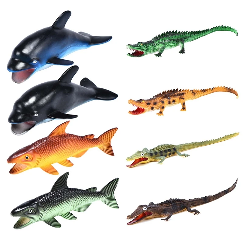 

Simulation Marine Animal Model Decoration Ornaments Realistic Sounding Perch Crocodile Dolphin Children Educational Prop Kids To