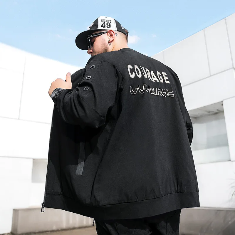

Men Jacket Spring 2019 Autumn Plus Size Men's Letter Printed Coat Loose Jackets Zipper Outwear Oversized Brand Clothing XL-6XL